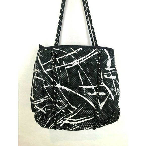 Fabletics Black White Mesh Soft Tote Large Workout - Picture 9 of 11
